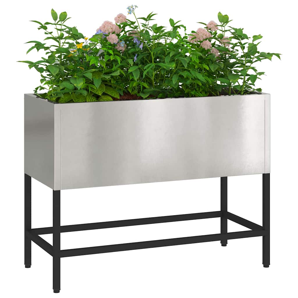 Vidaxl jardinera elevada plata 60 x 26 x 45 cm acero inoxidable