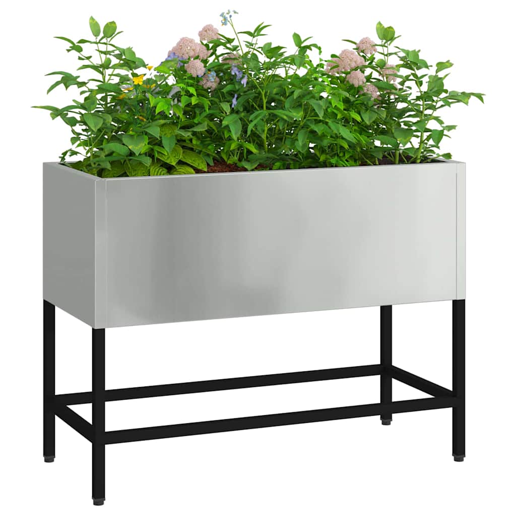Vidaxxl macetero elevado para jardín plateado 60 x 26 x 45 cm