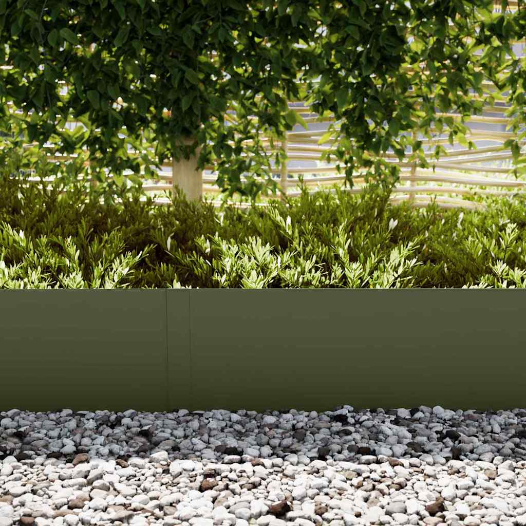 Vidaxl borde de jardín 10 piezas verde oliva 100 x 0,05 x 20 cm