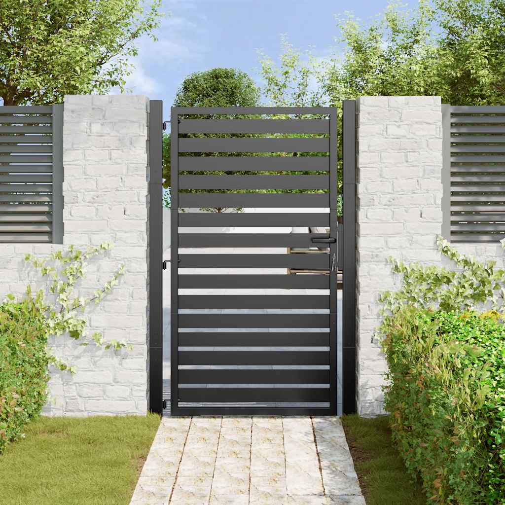 Cancello da giardino con serratura Vidaxx 100x150 cm alluminio nero
