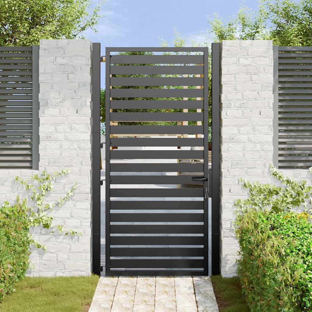 Vidaxx puerta de jardín con cerradura 100x180 cm aluminio negro