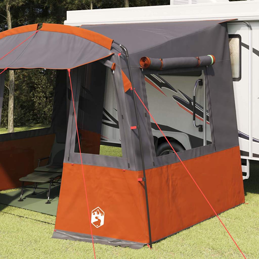 Tenda Vidaxx per portellone posteriore per roulotte grigia e arancione 352 x 250 x 240 cm