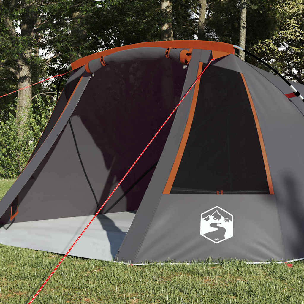 Vidaxl tunneltent met dak grijs en oranje 328 x 228 x 115 cm