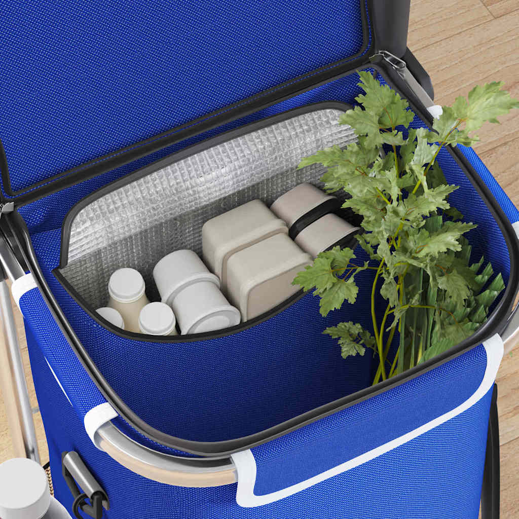 Vidaxl winkel trolley blauw 36,5 x 46,5 x 100,5 cm oxford stof