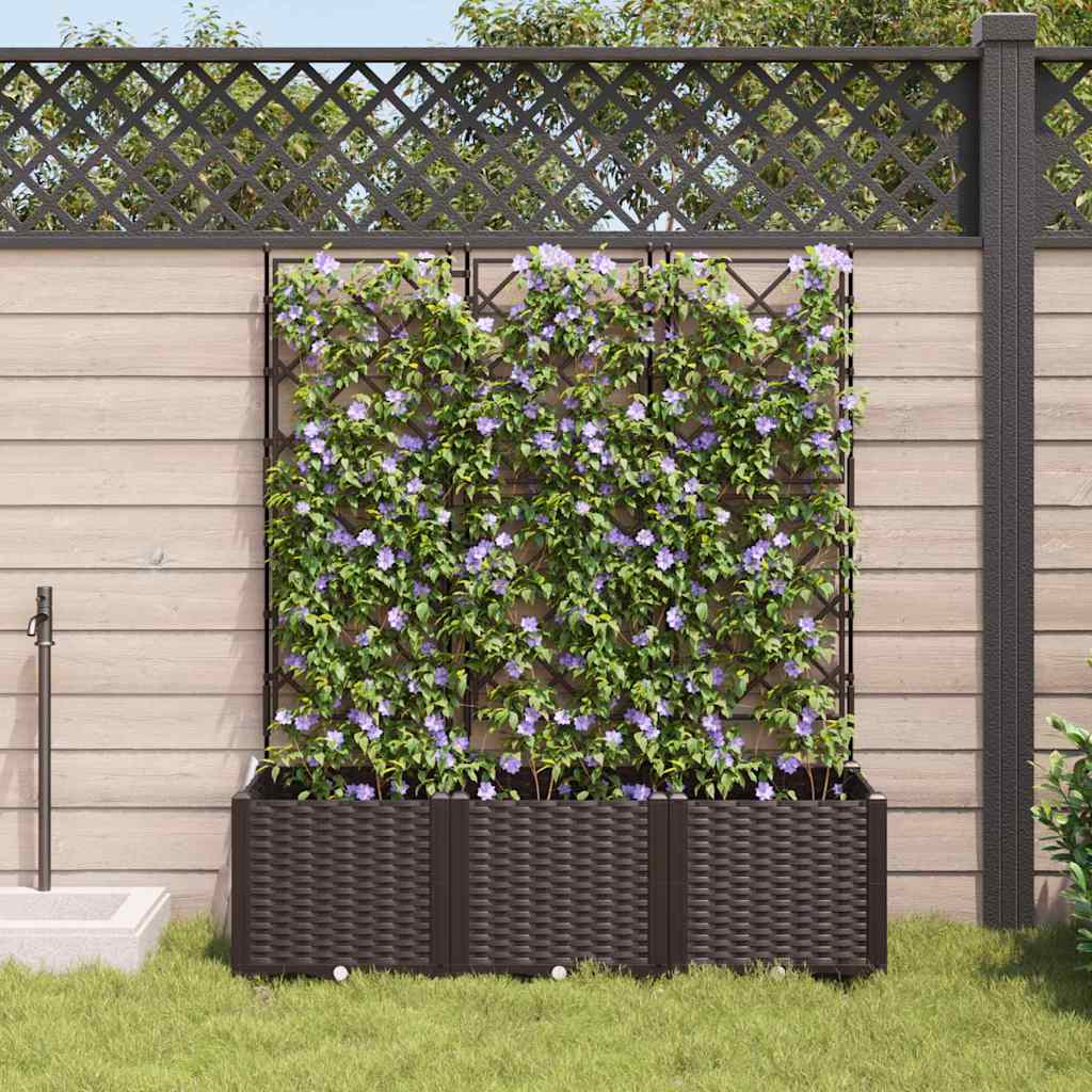 Vidaxl tuin bloempot 3 pcs bruin 120 x 40 x 143 cm staal