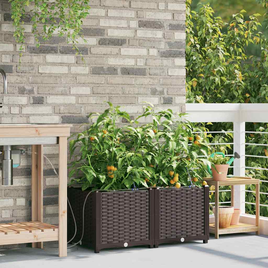 VidaXL macetero de jardín 2 uds acero marrón