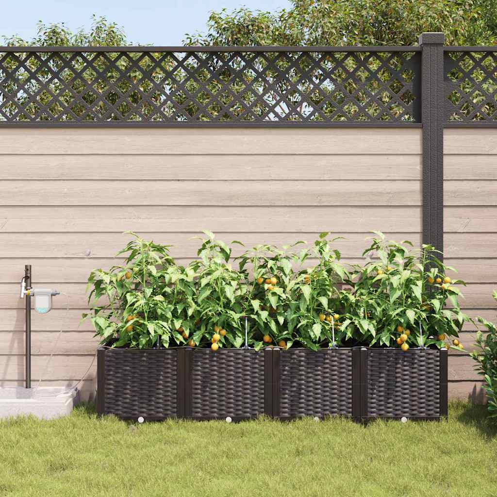 Vaso da fiori da giardino VidaXL 4 pezzi in acciaio marrone