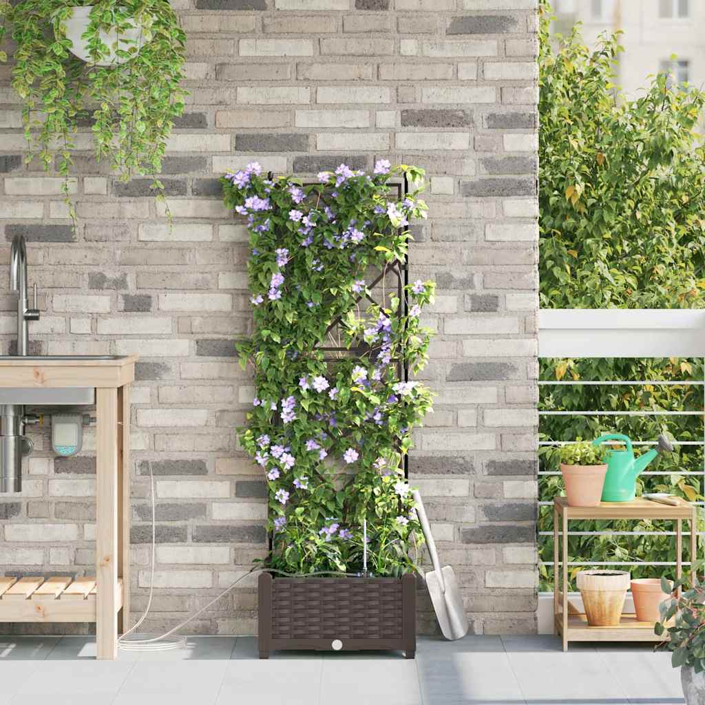 VidaXL macetero de jardín marrón 40 x 40 x 126 cm acero