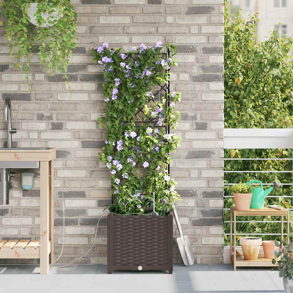 VidaXL macetero de jardín marrón 40 x 40 x 142 cm acero