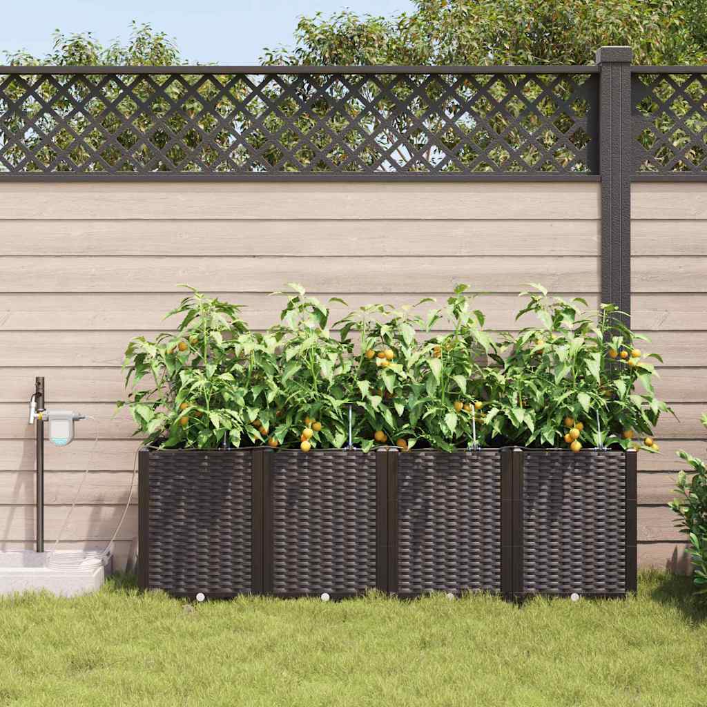 VidaXL macetero de jardín 4 piezas acero marrón