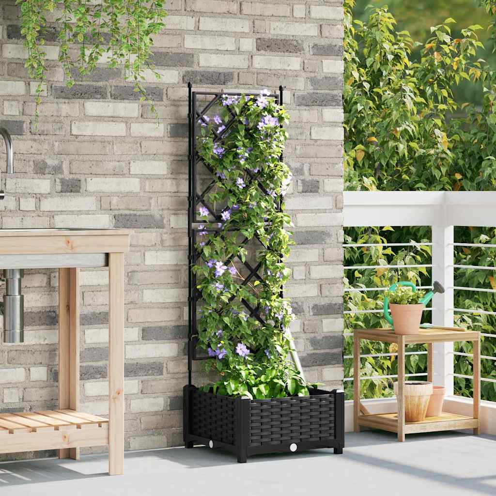 VidaXL macetero de jardín negro 40 x 40 x 125,5 cm acero