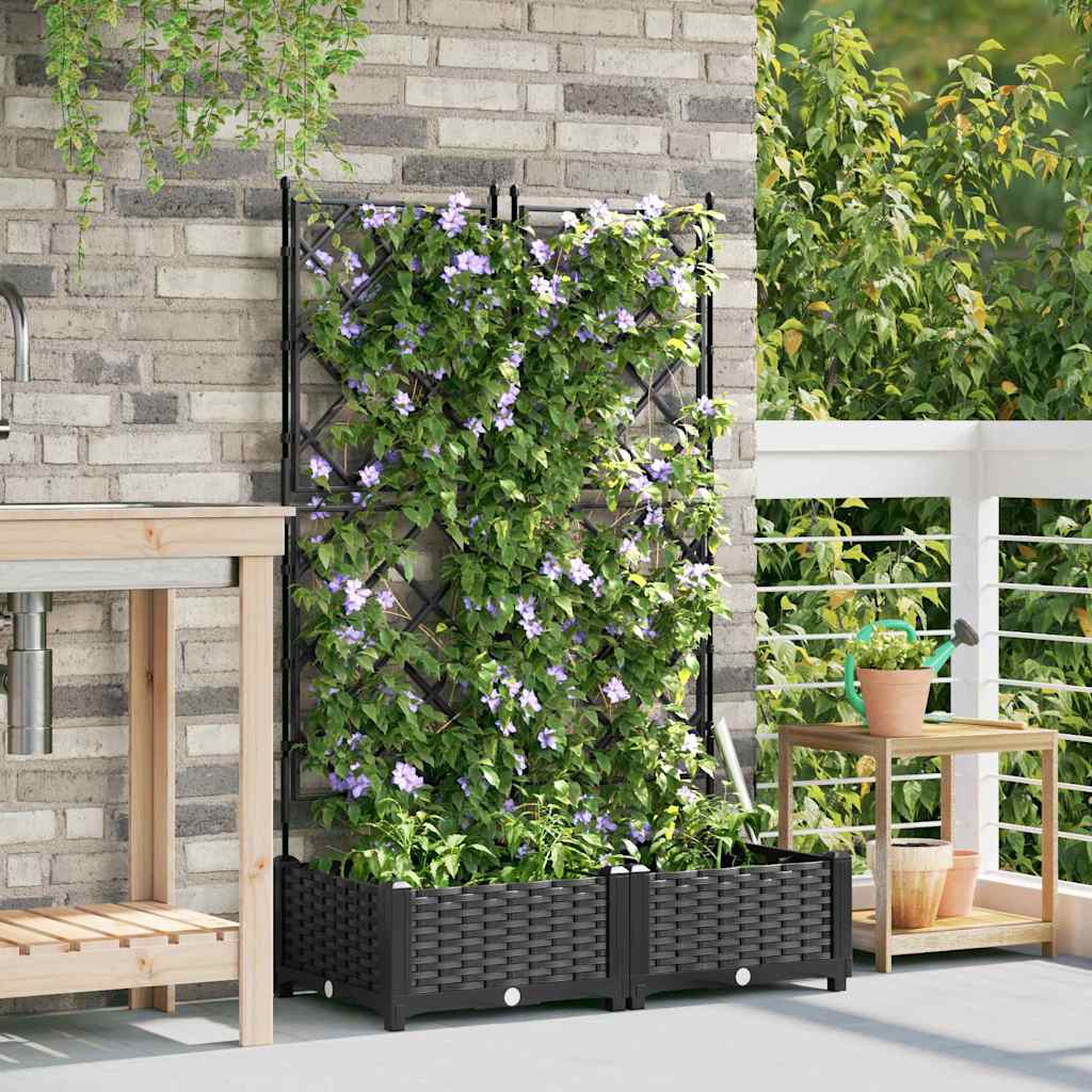 Vidaxl tuin bloempot 2 pcs zwart 80 x 40 x 125,5 cm staal