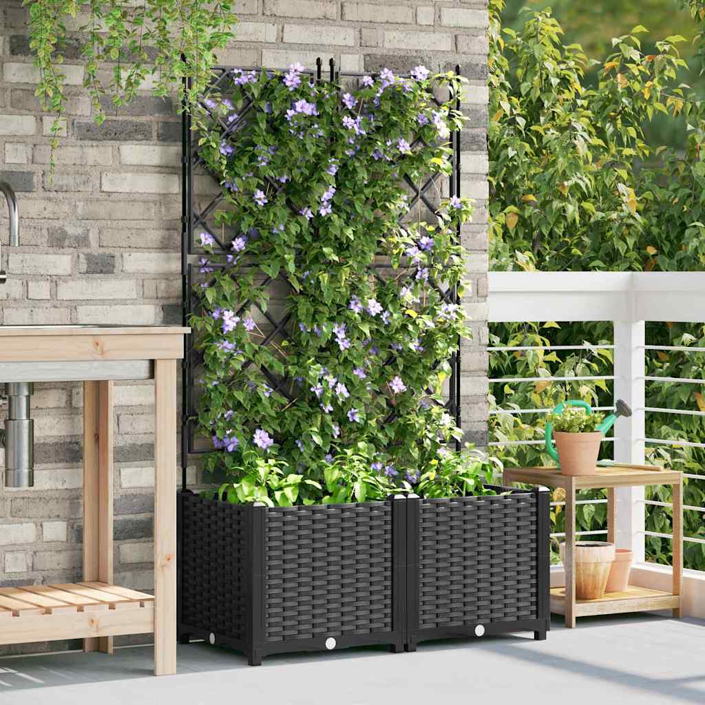 Vidaxl tuin bloempot 2 pcs zwart 80 x 40 x 143 cm staal