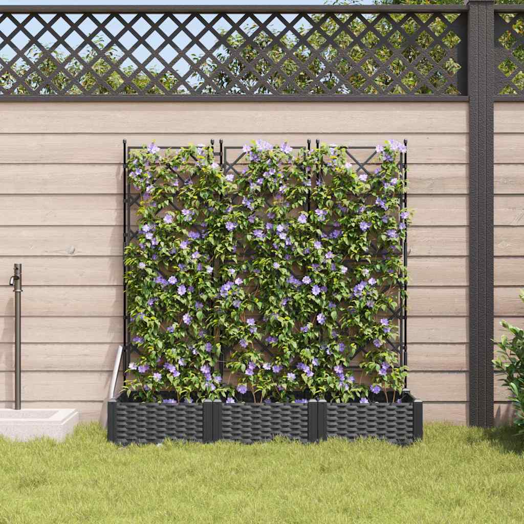 Vidaxl tuin bloempot 3 pcs zwart 120 x 40 x 125,5 cm staal