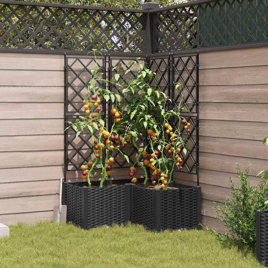 Vaso da fiori da giardino Vidaxxl 3 pezzi nero 80 x 80 x 143 cm in acciaio