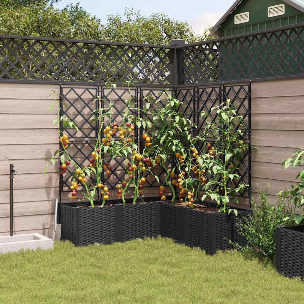 Vidaxxl macetero de jardín 5 piezas negro 120 x 120 x 143 cm acero