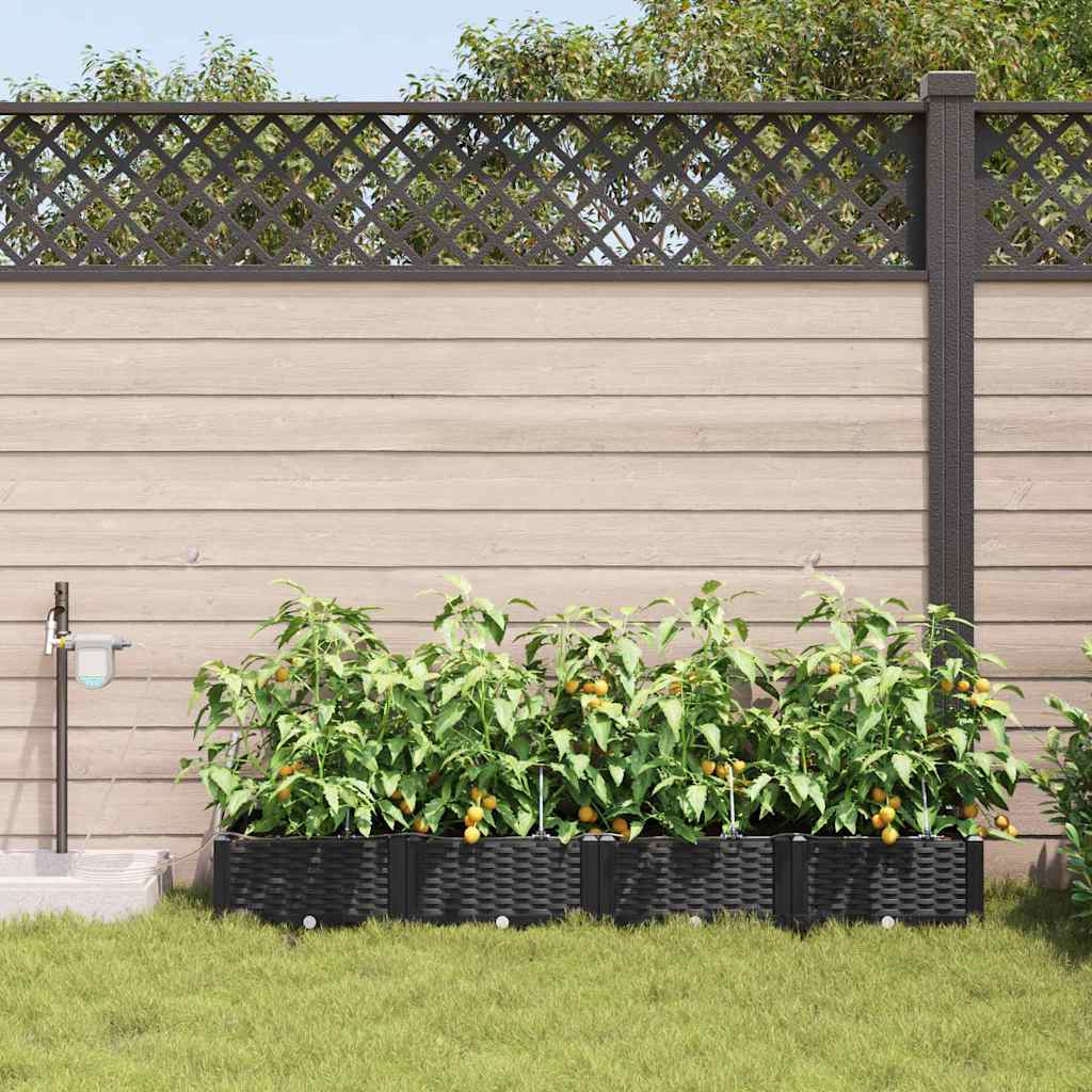 VidaXL macetero de jardín 4 piezas acero negro