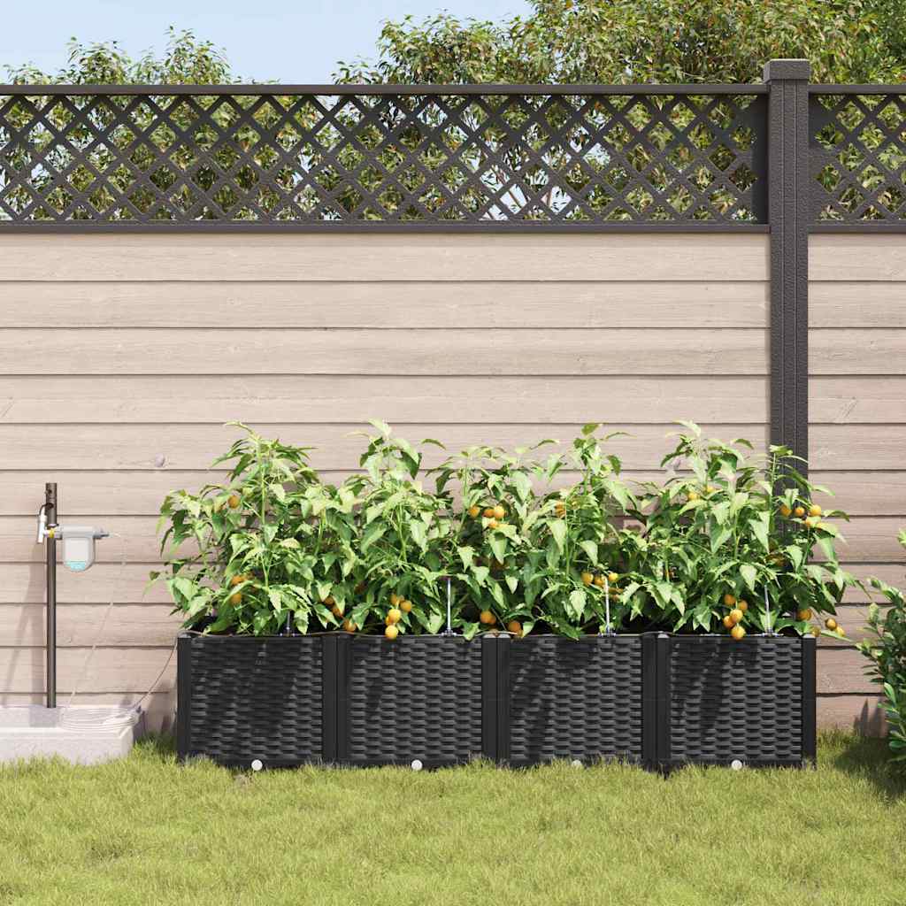 VidaXL macetero de jardín 4 piezas acero negro