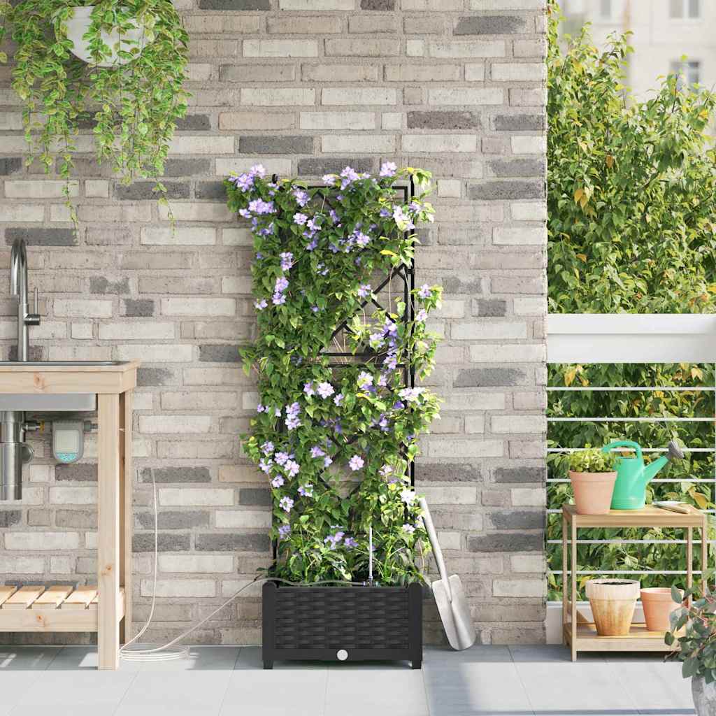 VidaXL macetero de jardín negro 40 x 40 x 126 cm acero