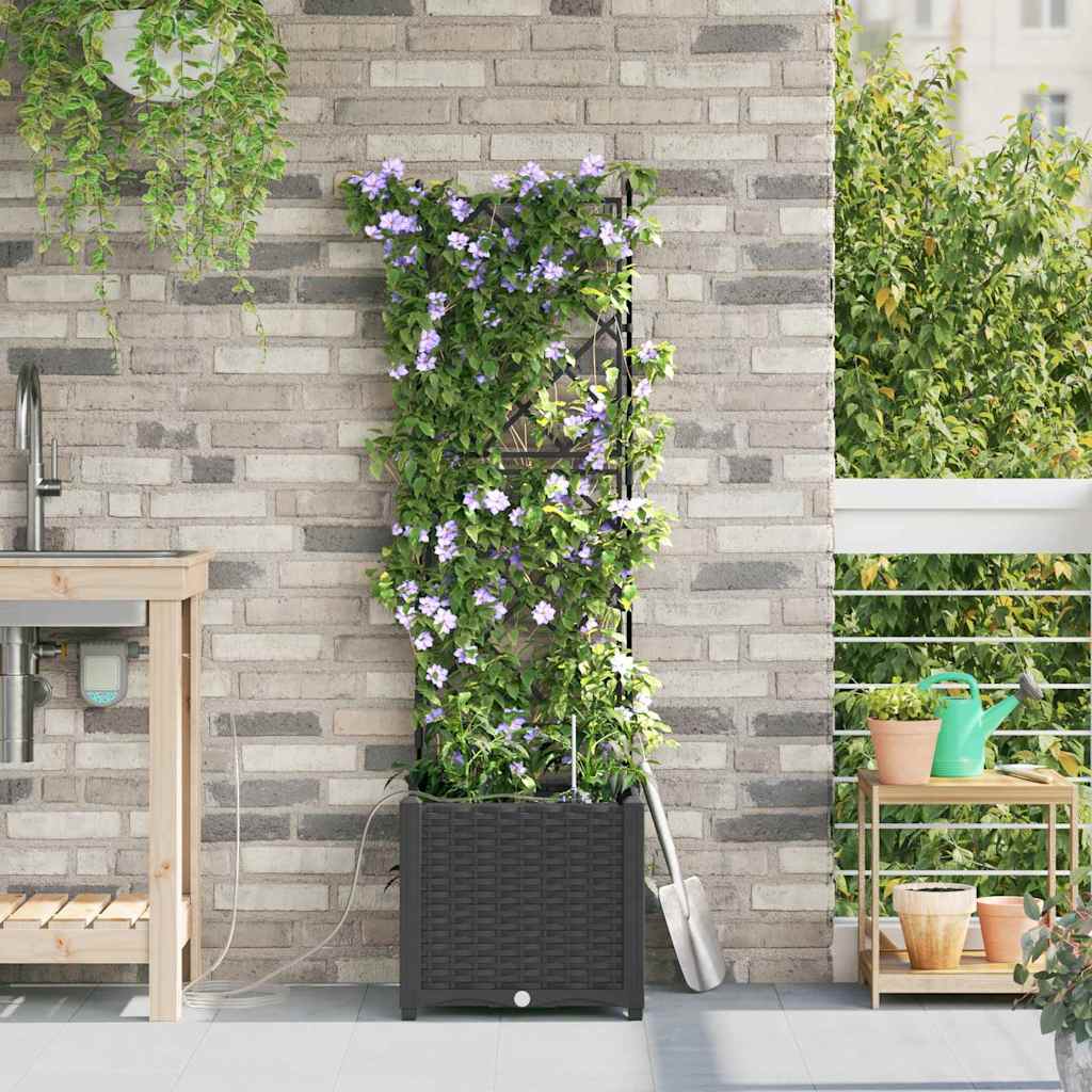 Vidaxl tuin bloempot zwart 40 x 40 x 142 cm staal