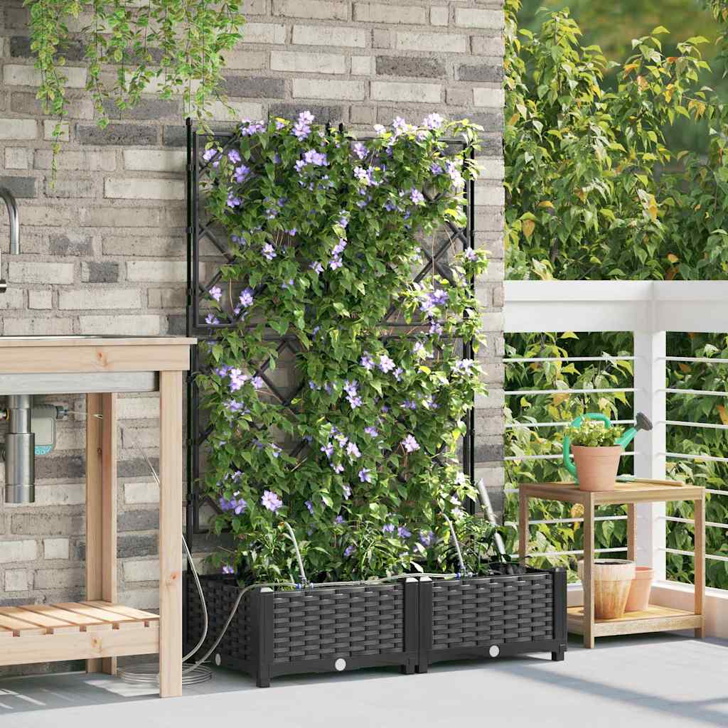 VidaXL macetero de jardín 2 piezas acero negro