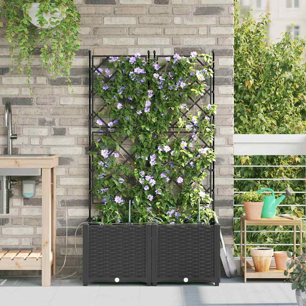 VidaXL macetero de jardín 2 piezas acero negro