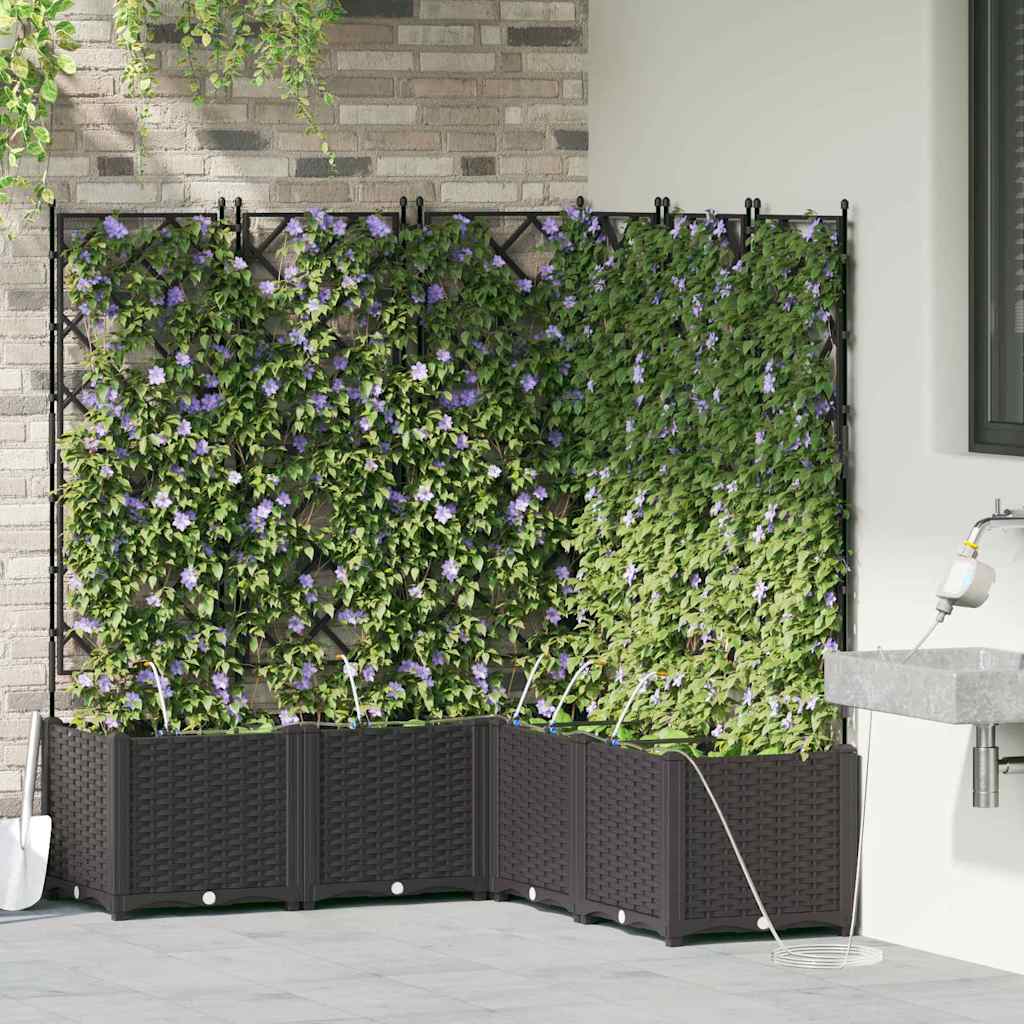 VidaXL macetero de jardín 5 piezas acero negro