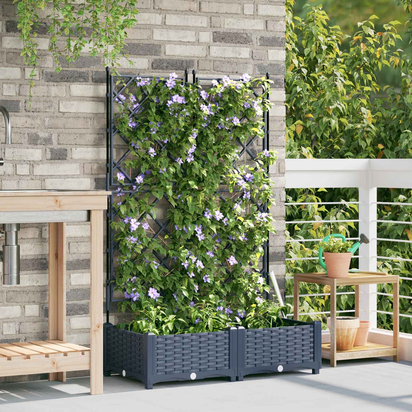 Vidaxl tuin bloempot 2 pcs grijs 80 x 40 x 125,5 cm staal