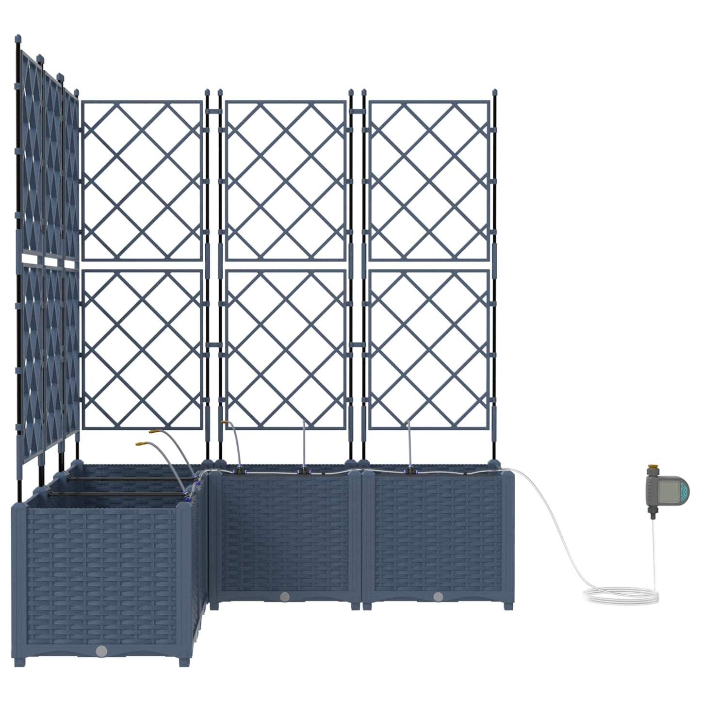 Vidaxxl vaso da fiori da giardino 4 pezzi grigio 120 x 120 x 142 cm acciaio