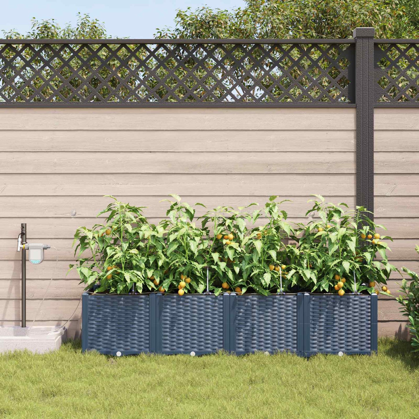 Vidaxxl macetero de jardín 4 piezas gris 120 x 120 x 142 cm acero
