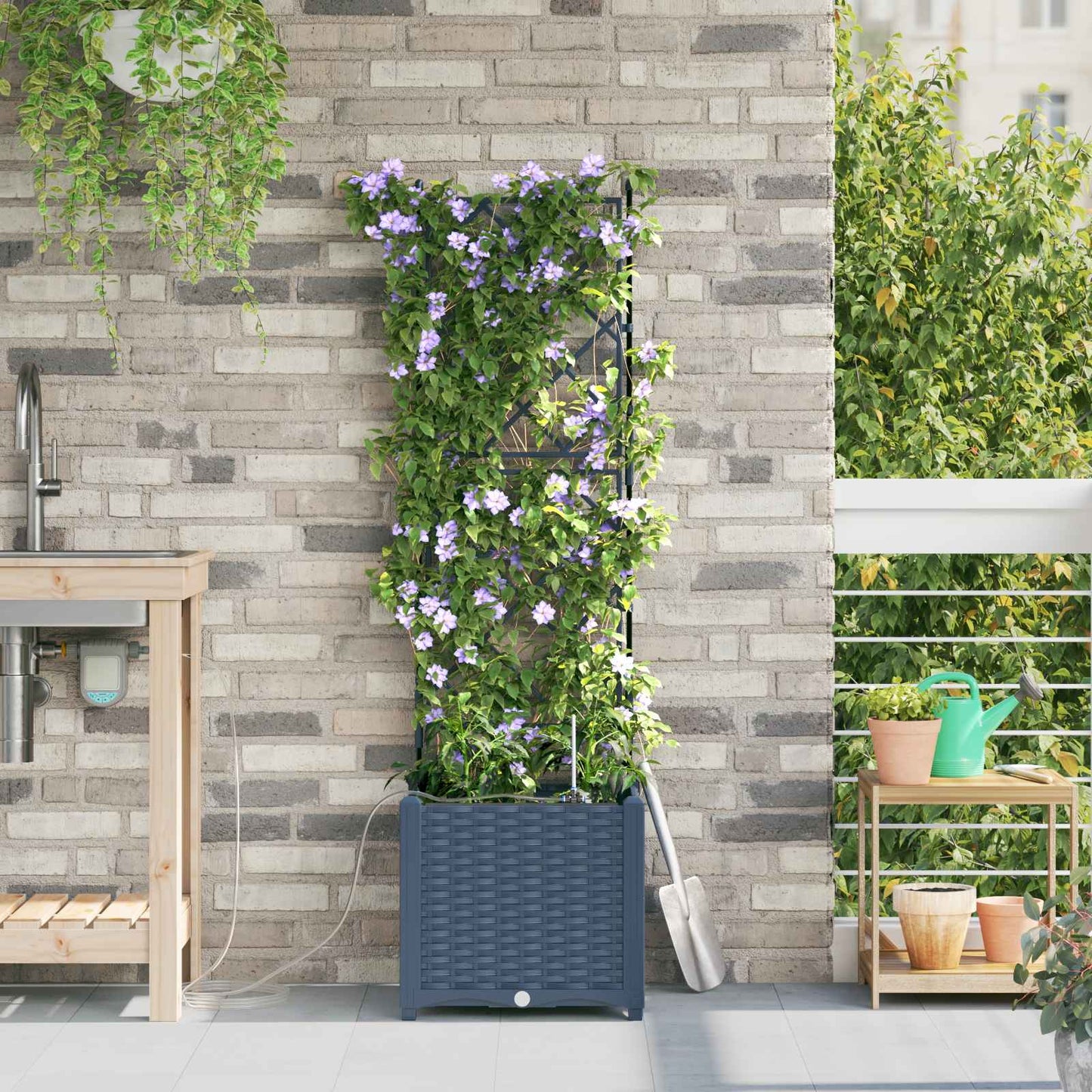 VidaXL macetero de jardín gris 40 x 40 x 142 cm acero