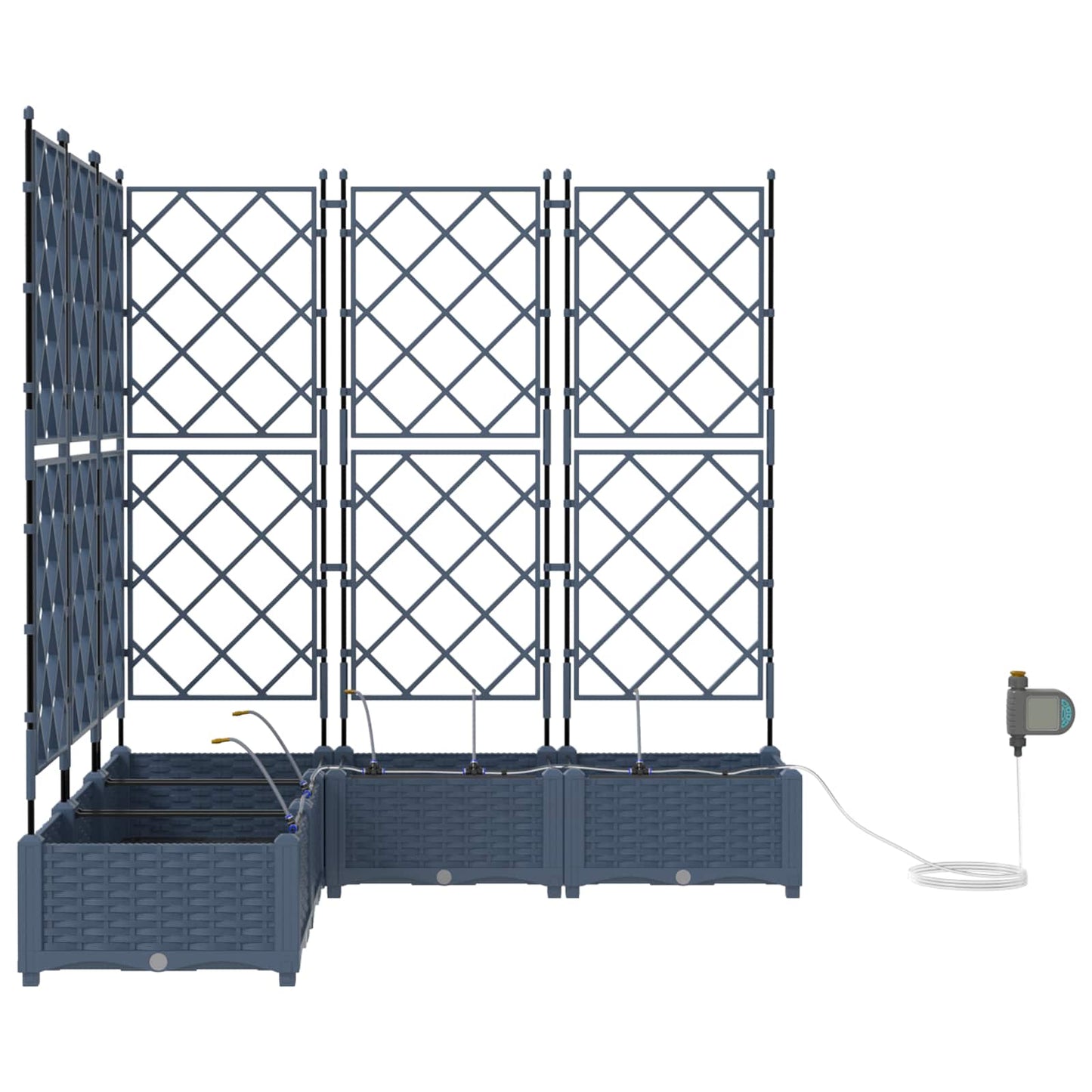 Vidaxl tuin bloempot 5 pcs grijs 120 x 120 x 142 cm staal