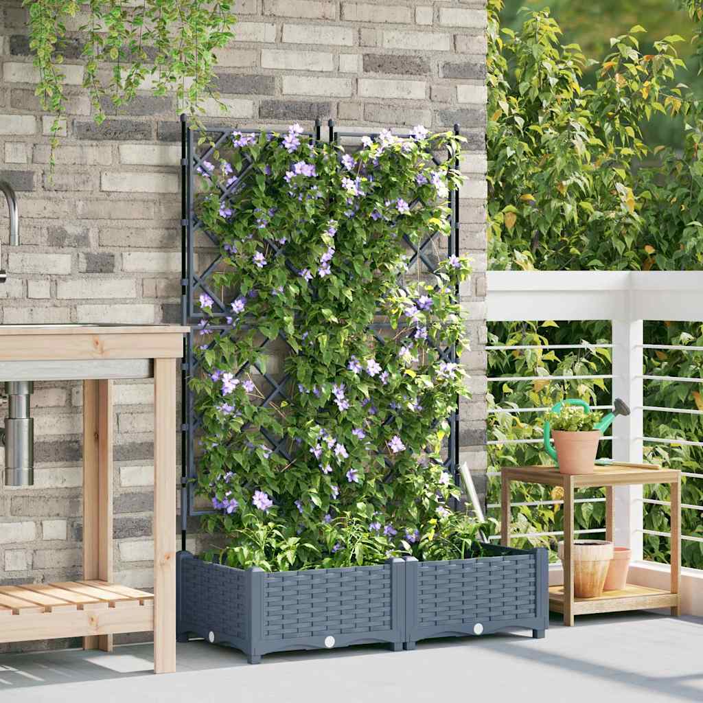 Vidaxxl macetero de jardín 2 piezas gris claro 80 x 40 x 125,5 cm acero