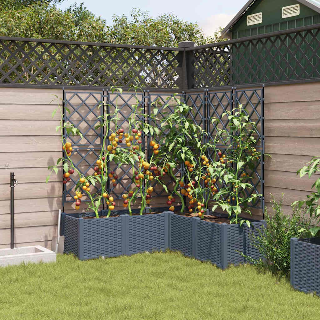 Vidaxl tuin bloempot 5 pcs licht grijs 120 x 120 x 143 cm staal