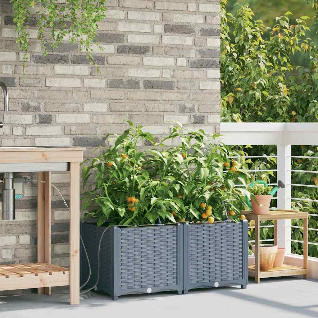 Vidaxl tuin bloempot 2 pcs licht grijs staal