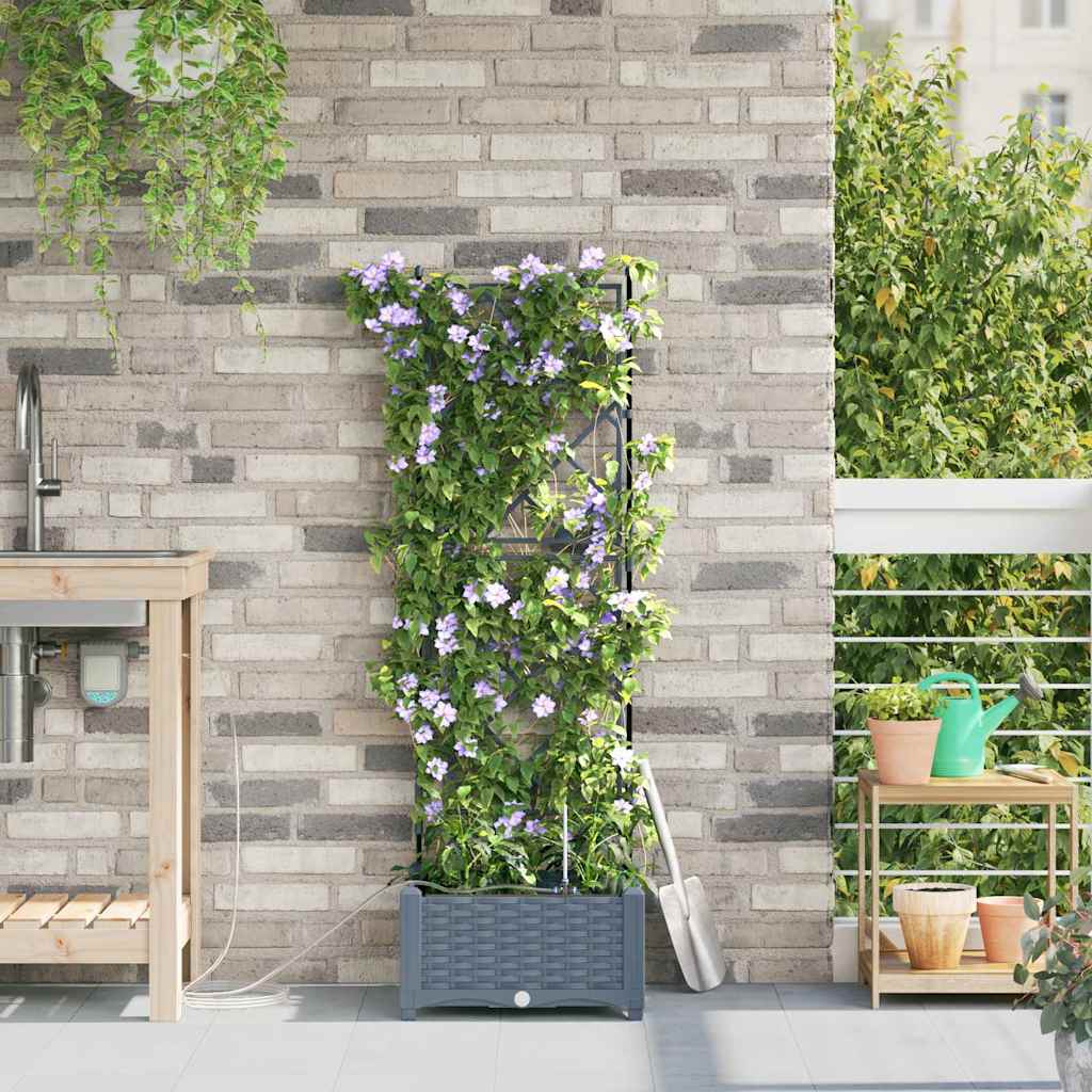 Vidaxxl macetero de jardín gris claro 40 x 40 x 126 cm acero