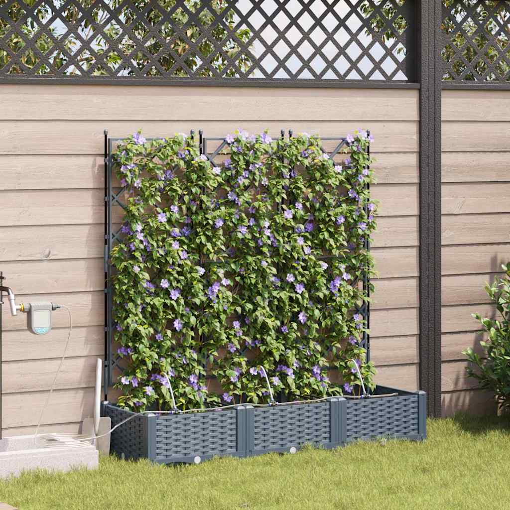 Vidaxl tuin bloempot 3 pcs licht grijs staal