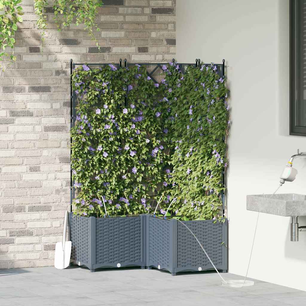Vidaxl tuin bloempot 3 pcs licht grijs staal