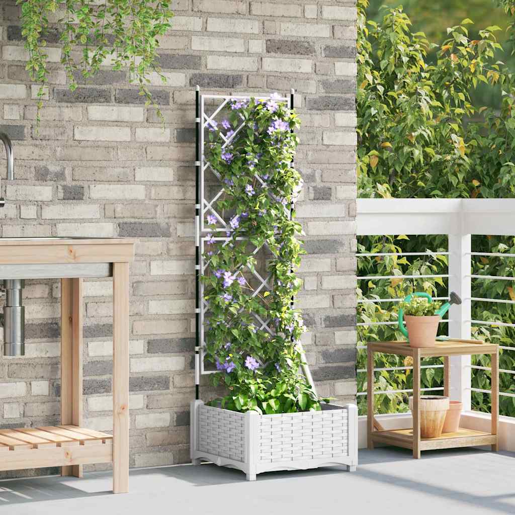VidaXL macetero de jardín blanco 40 x 40 x 125,5 cm acero