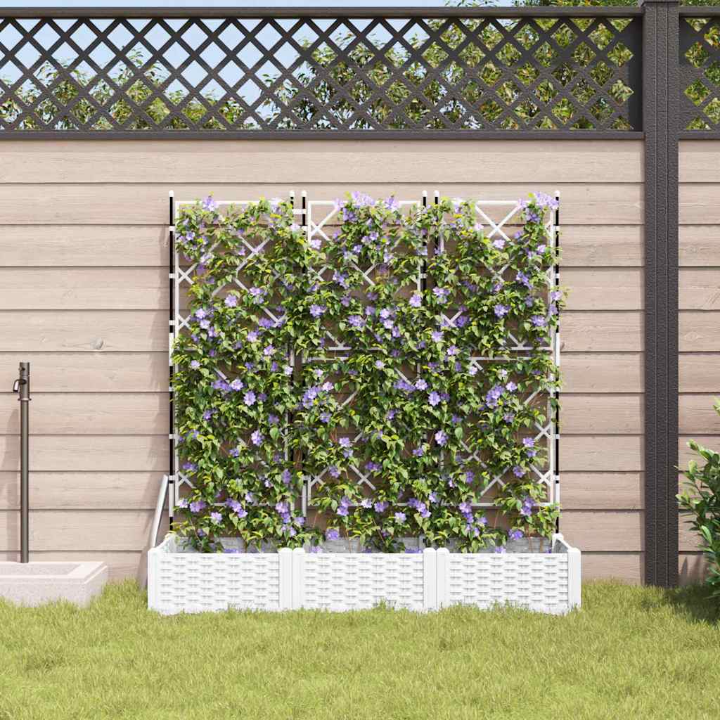 Vidaxxl macetero de jardín 3 piezas blanco 120 x 40 x 125,5 cm acero
