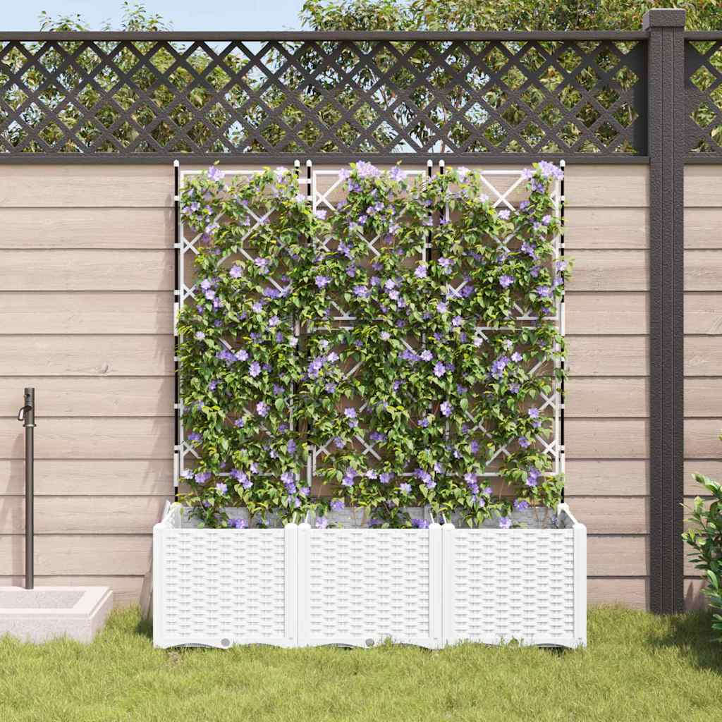 Vidaxl macetero de jardín 3 piezas blanco 120 x 40 x 143 cm acero