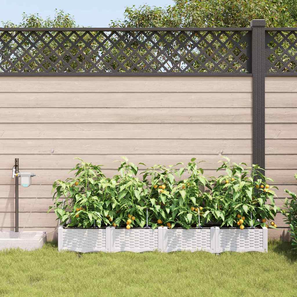VidaXL macetero de jardín 4 piezas acero blanco