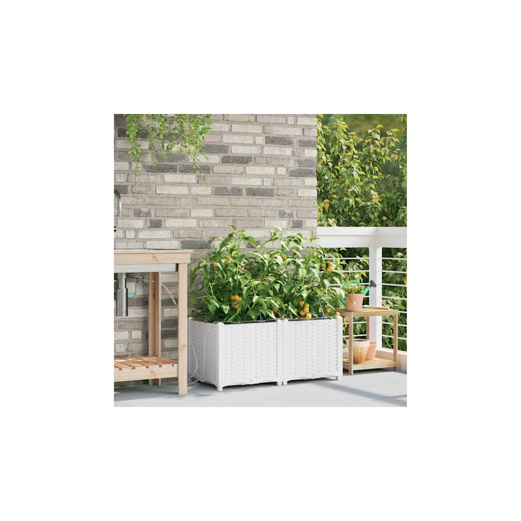 VidaXL macetero de jardín 2 piezas acero blanco