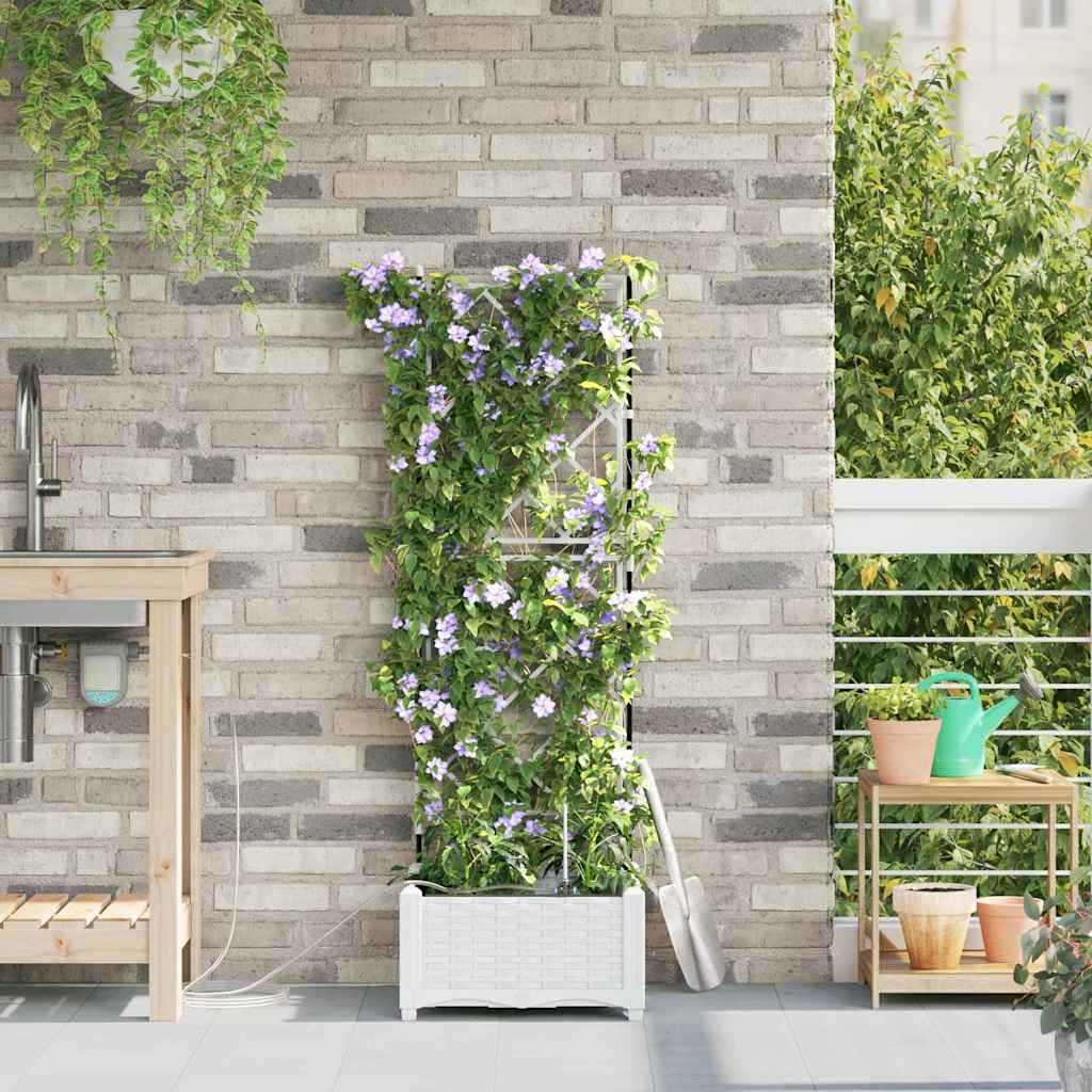 Vaso da fiori da giardino VidaXL bianco 40 x 40 x 126 cm in acciaio