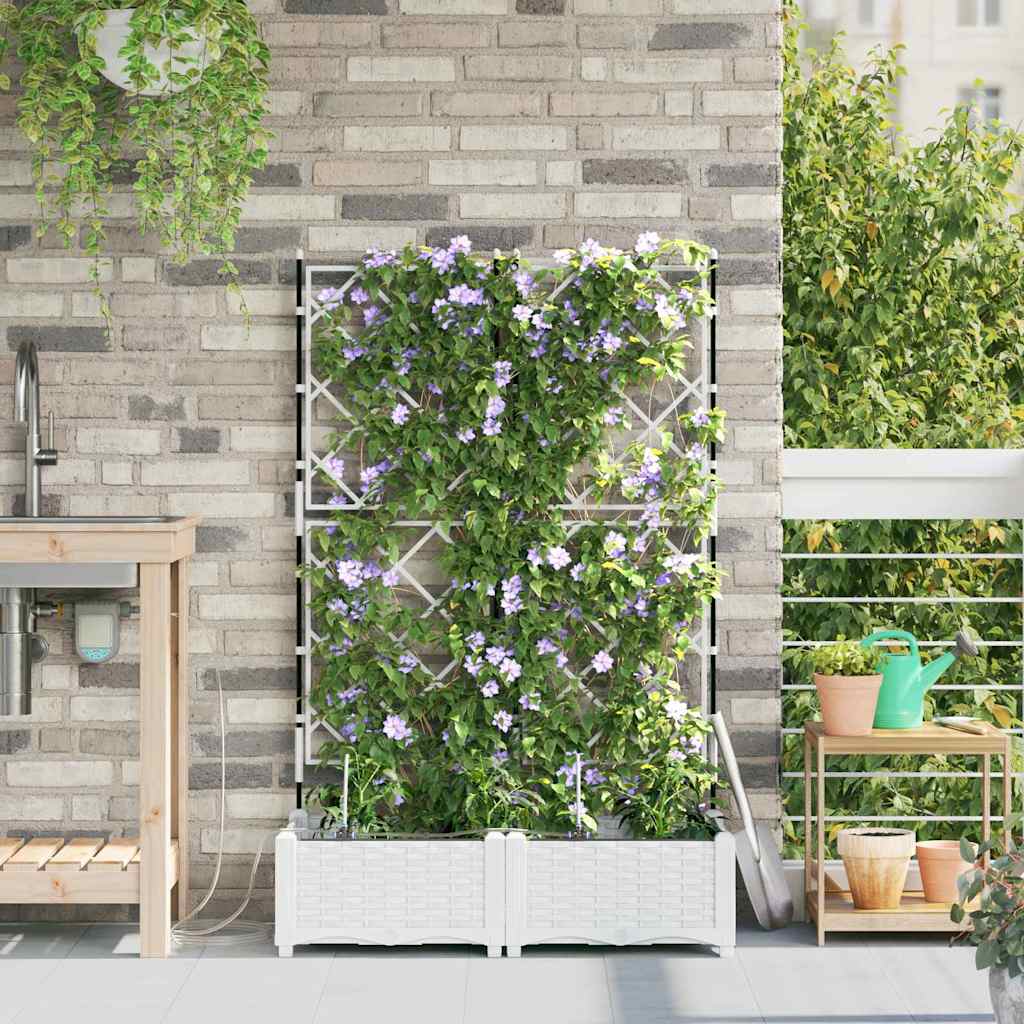 VidaXL macetero de jardín 2 piezas acero blanco