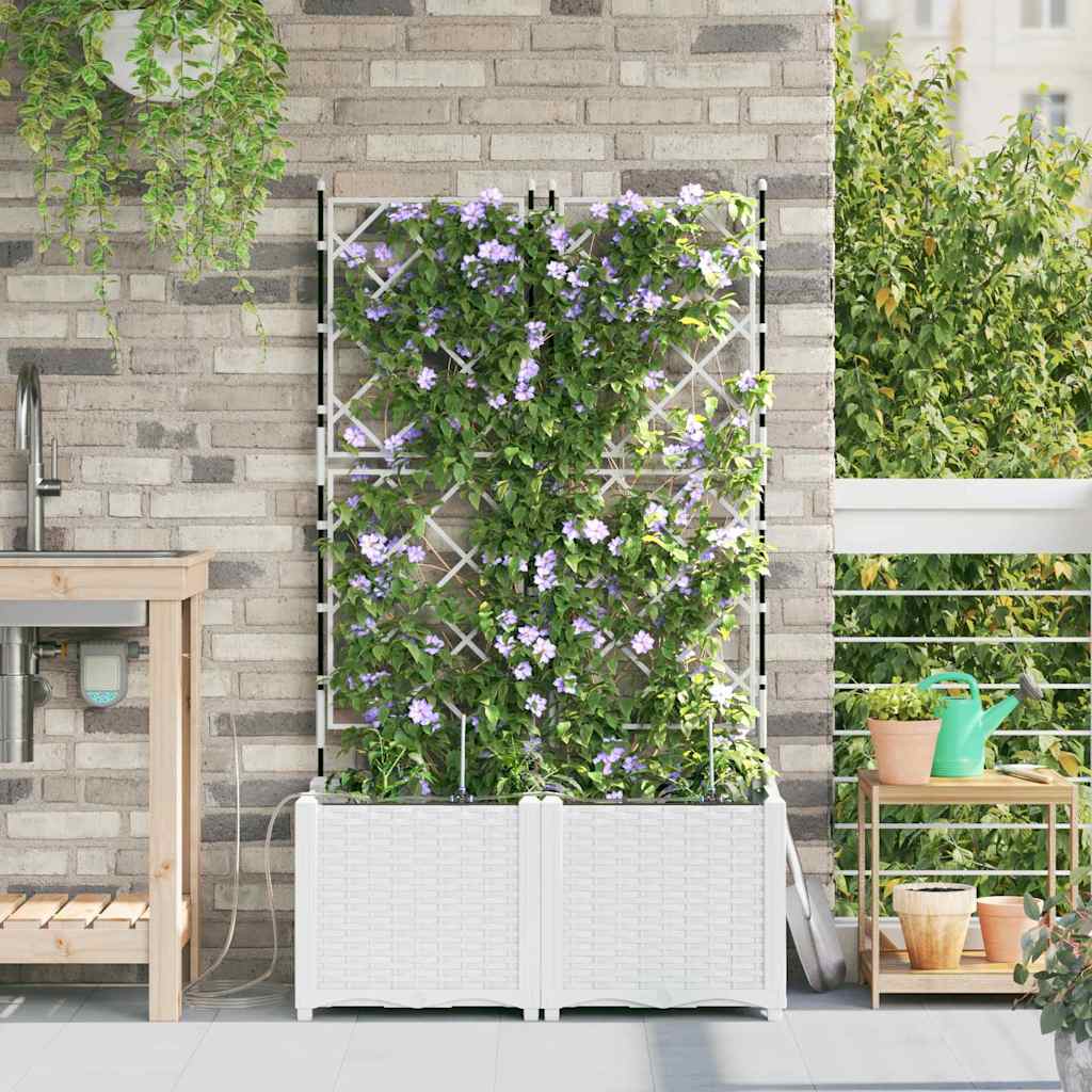 VidaXL macetero de jardín 2 piezas acero blanco