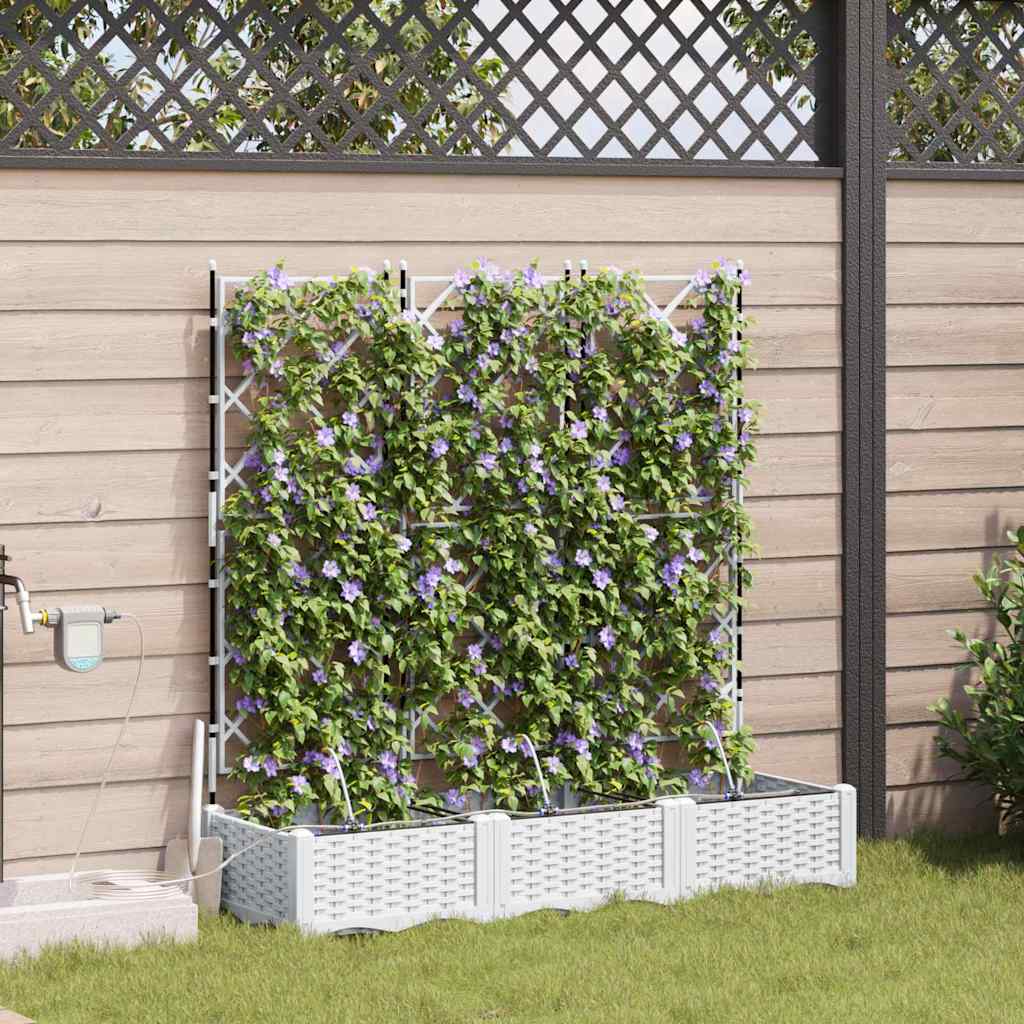 Vaso da fiori da giardino VidaXL 3 pezzi in acciaio bianco