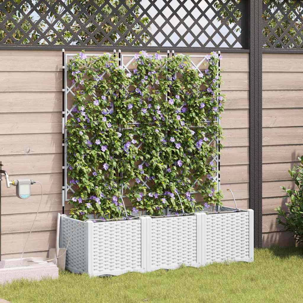 VidaXL macetero de jardín 3 piezas acero blanco