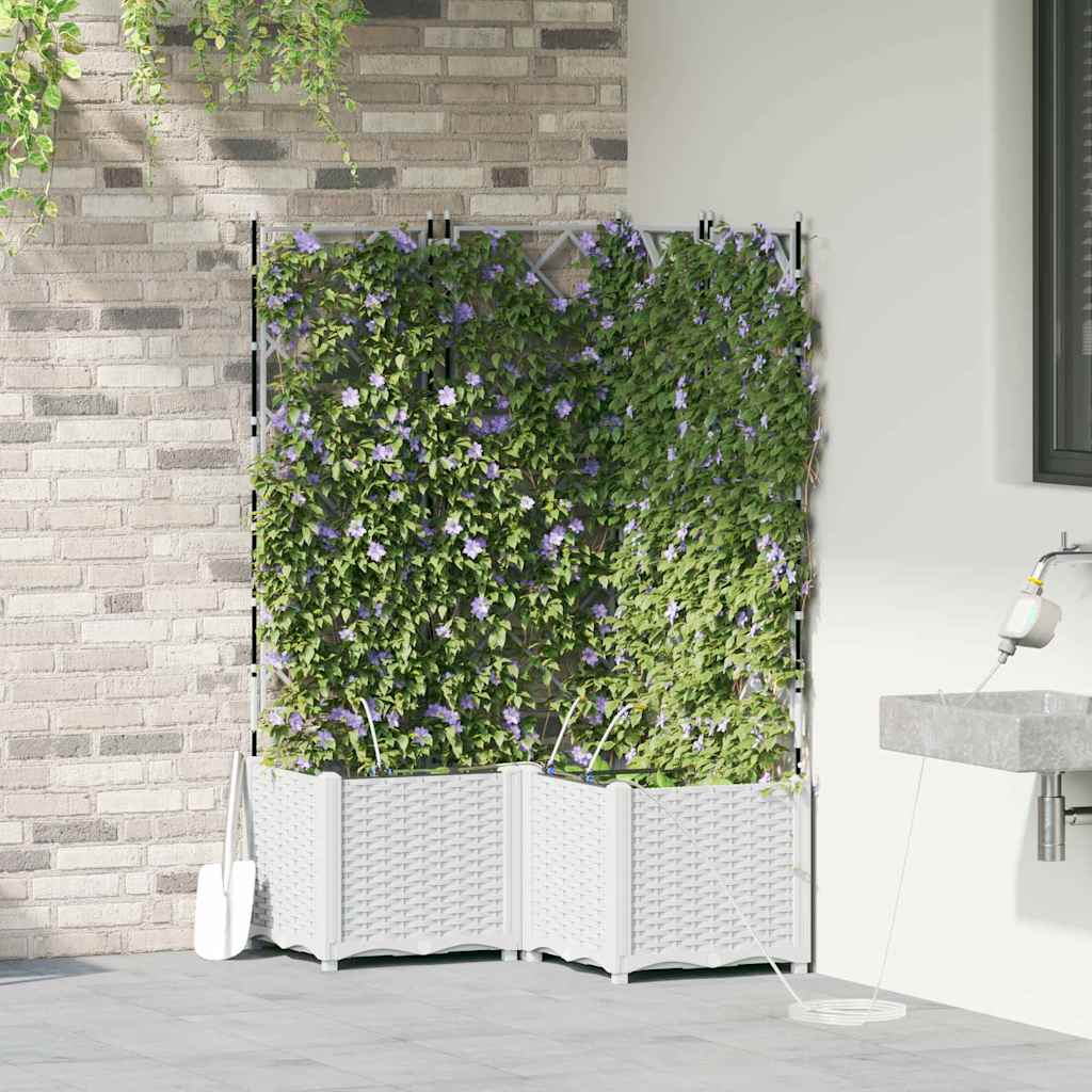 VidaXL macetero de jardín 3 piezas acero blanco