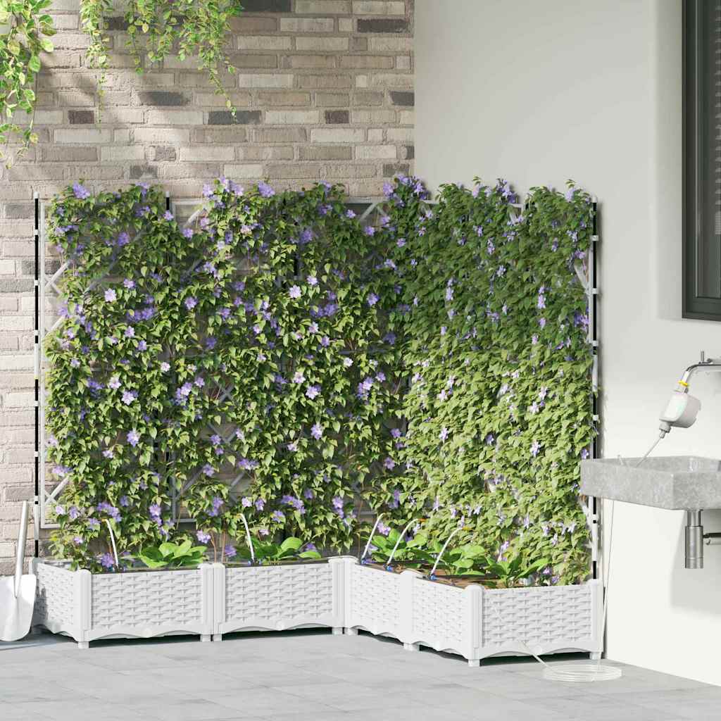 VidaXL macetero de jardín 5 piezas acero blanco